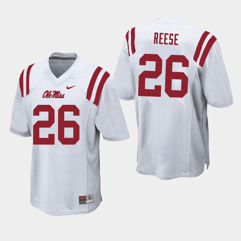 Men #26 Otis Reese Ole Miss Rebels College Football Jerseys Sale-White - Click Image to Close